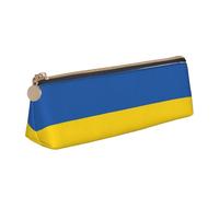 BREAUX Sac de rangement triangulaire en cuir imprimé drapeau de l'Ukraine, adapté pour le voyage et le rangement de cosmétiques