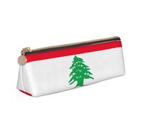 BREAUX Sac de rangement triangulaire en cuir imprimé drapeau du Liban, adapté pour le voyage et le rangement de cosmétiques