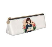 BREAUX Sac de rangement triangulaire en cuir imprimé « Happy Mother's Day », adapté pour le voyage et le rangement de cosmétiques