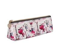 BREAUX Sac de rangement triangulaire en cuir imprimé Tour Eiffel de Paris, adapté pour le voyage et le rangement de cosmétiques