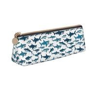 BREAUX Sac de rangement triangulaire en cuir motif requin avec différents gestes imprimés, convient pour les voyages et le rangement de cosmétiques