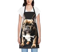 BREAUX Tablier de cuisine avec oreilles longues, imprimé bouledogue français, tablier de cuisine pour la maison, cuisine, serveur, chef, barbecue, taverne, barbecue, bouledogue français avec longues