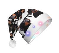 BREAUX Teckel Weiner Chapeau de Père Noël en flanelle avec lumières LED et imprimé chien Unisexe