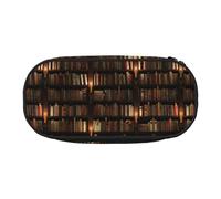 BREAUX Trousse à crayons avec imprimé bibliothèque - Sac de rangement robuste - Convient pour le bureau ou les accessoires essentiels de voyage, noir, One Size, Portabilité :