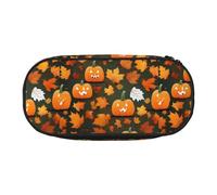 BREAUX Trousse à crayons avec imprimé citrouille « Happy Thanksgiving Day », trousse de maquillage, sac de rangement robuste, adaptée pour le bureau ou les accessoires essentiels de voyage, noir, One