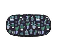 BREAUX Trousse à crayons en tissu Oxford 300D avec fermeture éclair à double tête, motif cactus et plantes succulentes