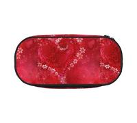 BREAUX Trousse à crayons en tissu Oxford 300D avec fermeture éclair à double tête pour la Saint Valentin Rouge Cœur Fleur