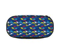 BREAUX Trousse à crayons en tissu Oxford 300D avec impression requin, fermeture éclair à double tête, pour cosmétiques et organiseur