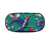 BREAUX Trousse à crayons en tissu Oxford 300D avec motif colibris et fleurs brodées, fermeture éclair à double tête, pour cosmétiques et organiseur