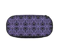 BREAUX Trousse à crayons en tissu Oxford 300D avec motif d'horreur sur fond violet, fermeture éclair à double tête, cosmétiques et organiseur