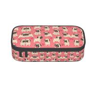 BREAUX Trousse à crayons unisexe avec imprimé carlin et chiot - Sac de rangement polyvalent pour bureau, voyage ou maquillage