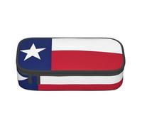 BREAUX Trousse à crayons unisexe avec imprimé drapeau de l'État du Texas, sac de rangement polyvalent pour bureau, voyage ou maquillage, Noir/blanc, One Size, Concis