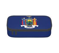 BREAUX Trousse à crayons unisexe avec imprimé drapeau de New York, sac de rangement polyvalent pour bureau, voyage ou maquillage, Noir/blanc, One Size, Concis