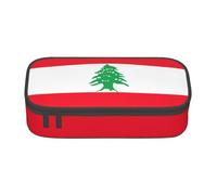 BREAUX Trousse à crayons unisexe avec imprimé drapeau du Liban, sac de rangement polyvalent pour bureau, voyage ou maquillage, Noir/blanc, One Size, Concis