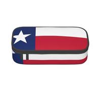 BREAUX Trousse à crayons unisexe avec imprimé drapeau du Texas, sac de rangement polyvalent pour bureau, voyage ou maquillage, Noir/blanc, One Size, Concis