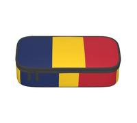 BREAUX Trousse à crayons unisexe avec motif drapeau du Tchad, sac de rangement polyvalent pour bureau, voyage ou maquillage, Noir/blanc, One Size, Concis