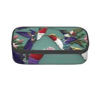 BREAUX Trousse de maquillage de grande capacité avec motif colibris et broderies de fleurs, trousse de toilette, organisateur de papeterie, noir, taille unique, floral, Noir , Taille unique, Motif