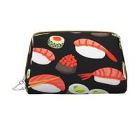 BREAUX Trousse de maquillage portable en cuir avec imprimé crevettes japonaises, pochette cosmétique portable, trousse à maquillage en cuir (petit), blanc, blanc, One Size