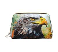 BREAUX Trousse de maquillage portable en cuir imprimé aigle - Pochette cosmétique portable - Petite taille, blanc, One Size