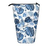 BREAUX Trousse télescopique à motif floral bleu tropical, convient pour les crayons, le maquillage, le rangement et le portefeuille