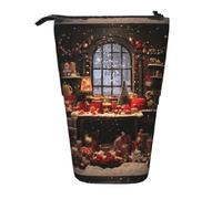 BREAUX Trousse télescopique avec impression « Merry Christmas Day » - Convient pour les crayons, le maquillage, le rangement et le portefeuille