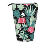 BREAUX Trousse télescopique avec imprimé cactus, convient pour les crayons, le maquillage, le rangement et le portefeuille