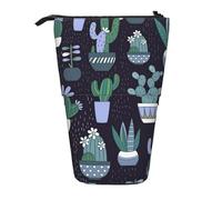 BREAUX Trousse télescopique avec imprimé cactus et plantes succulentes, convient pour les crayons, le maquillage, le rangement et le portefeuille