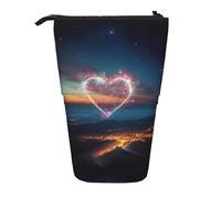 BREAUX Trousse télescopique avec imprimé cœur et étoile filante, convient pour les crayons, le maquillage, le rangement et le portefeuille