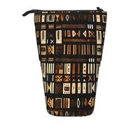 BREAUX Trousse télescopique avec imprimé tribal africain, convient pour les crayons, le maquillage, le rangement et le portefeuille
