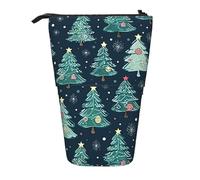 BREAUX Trousse télescopique avec motif arbre de Noël et étoiles - Convient pour ranger des crayons, du maquillage et un portefeuille
