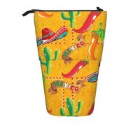 BREAUX Trousse télescopique avec motif cactus et piment - Convient pour ranger des crayons, des maquillages et des portefeuilles