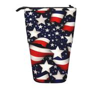 BREAUX Trousse télescopique avec motif drapeau américain, étoiles, rayures, convient pour les crayons, le maquillage, le rangement et le portefeuille