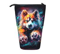 BREAUX Trousse télescopique avec motif empreintes de pattes de chien, convient pour les crayons, le maquillage, le rangement et le portefeuille