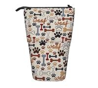 BREAUX Trousse télescopique avec motif os et empreintes de pattes, convient pour les crayons, le maquillage, le rangement et le portefeuille