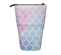 BREAUX Trousse télescopique colorée avec imprimé écailles de sirène, convient pour les crayons, le maquillage, le rangement et le portefeuille