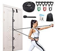 Brebebe Bandes de résistance pour physiothérapie, sangle d'ancrage de porte multi-points pour entraînement à domicile, bandes avec poignées pour récupération, étirement, fitness, accessoires