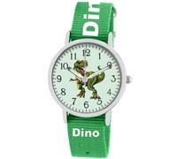 Brecjon Montre pour enfant garçon - Dinosaure T Rex - Aiguilles lumineuses - Étanche jusqu'à 5 ATM - Bracelet en textile, Cadran multicolore / brillant