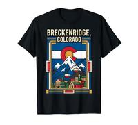 Breckenridge Colorado Drapeau des Montagnes Rocheuses Rétro Voyage Art T-Shirt