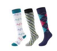 Brede Lot de 3 paires de chaussettes de sport unisexes avec porte-jarretelles en résille, violet, Taille unique