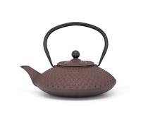 Bredemeijer Asia Théière plate en fonte 1,25 l Aubergine - Grande verseuse émaillée en fonte émaillée avec filtre en acier inoxydable