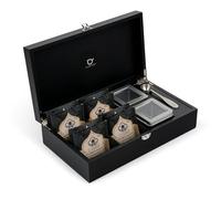 Bredemeijer - Boîte à thé 4 compartiments + avec 2 boîtes de thé en vrac - Bambou - Noir - Avec cuillère doseuse