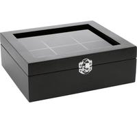 Bredemeijer Boîte à thé Noire avec 6 Compartiments et fenêtre - Boîte en Bois pour Un Rangement Optimal des sachets de thé