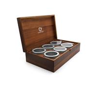 Bredemeijer - Boîte à thé avec 6 boîtes rondes - Acacia - Avec cuillère doseuse