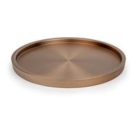 Bredemeijer Grand plateau de service rond Ø 38 cm - Plateau de cuisine en bronze à bord haut - Plateau en métal - Idéal pour servir des boissons