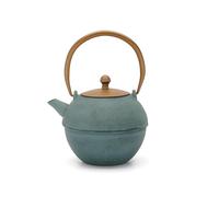 Bredemeijer Grande théière en fonte de 1,2 l - Induction - Bleu asiatique - Avec anse et filtre à thé en acier inoxydable - Idéal pour les thés en vrac