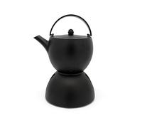 Bredemeijer Grande théière en fonte noire de 1,2 l - Service à thé en fonte avec réchaud pour 1 bougie chauffe-plat et filtre à thé en acier inoxydable