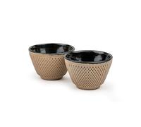 Bredemeijer Lot de 2 tasses à thé en fonte émaillée - Petites tasses en fonte couleur sable d'une capacité de 100 ml chacune