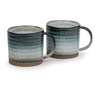 Bredemeijer Lot de 2 tasses à thé - Tasses à café modernes à rayures en céramique - Tasses en faïence d'une capacité de 350 ml chacune