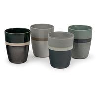Bredemeijer Lot de 4 tasses à thé, en céramique colorées, avec motif à rayures, capacité de 200 ml chacune