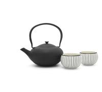 BREDEMEIJER Service à thé en fonte/porcelaine Shanxi 1 litre noir 3 pièces